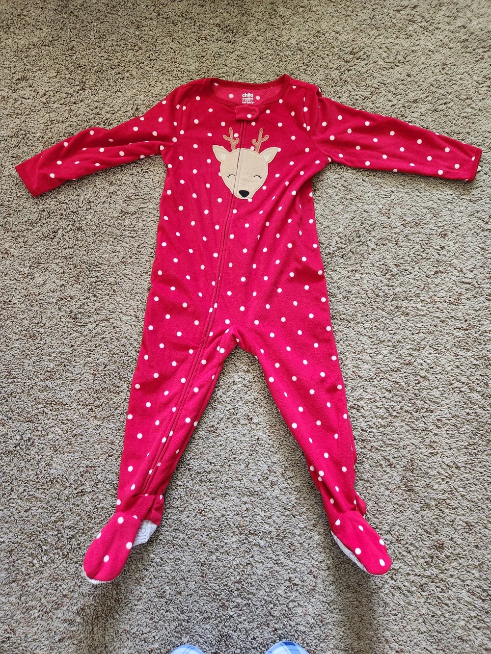 Carter's 2- Piece Set Of Red Reindeer And Pink Santa For Toddler Girls Size 3T